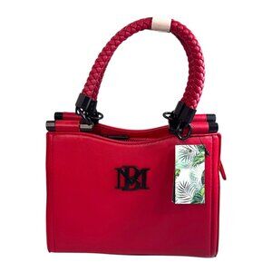 Badgley Mischka Small Braid Trim Convertible Top-Handle Bag Red MSRP $129.99